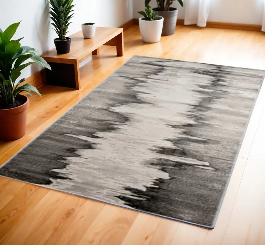 Gray Ivory and Taupe Abstract Power Loom Area Rug Photo 1