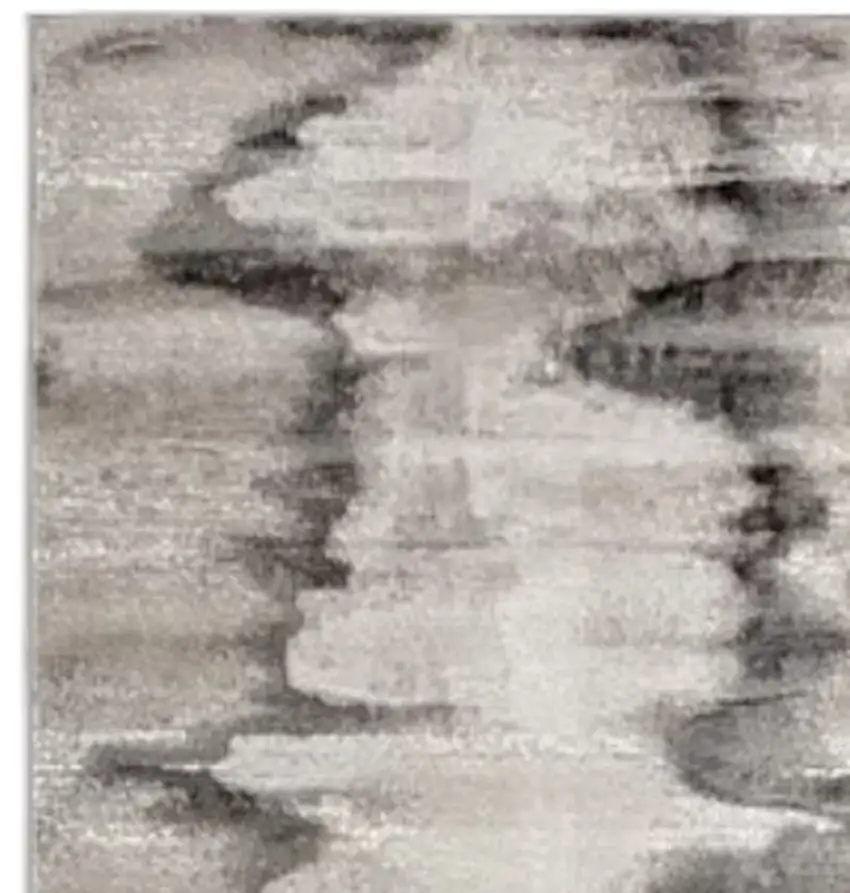 Gray Ivory and Taupe Abstract Power Loom Area Rug Photo 2