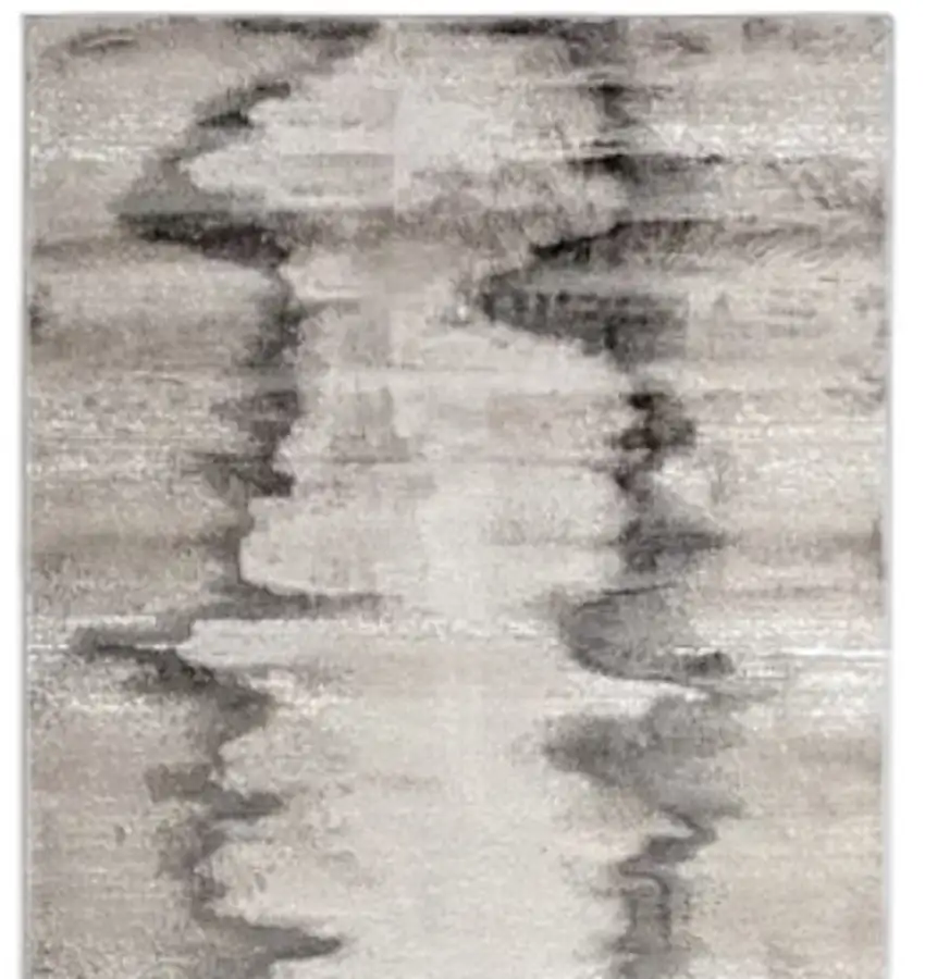 Gray Ivory and Taupe Abstract Power Loom Area Rug Photo 3