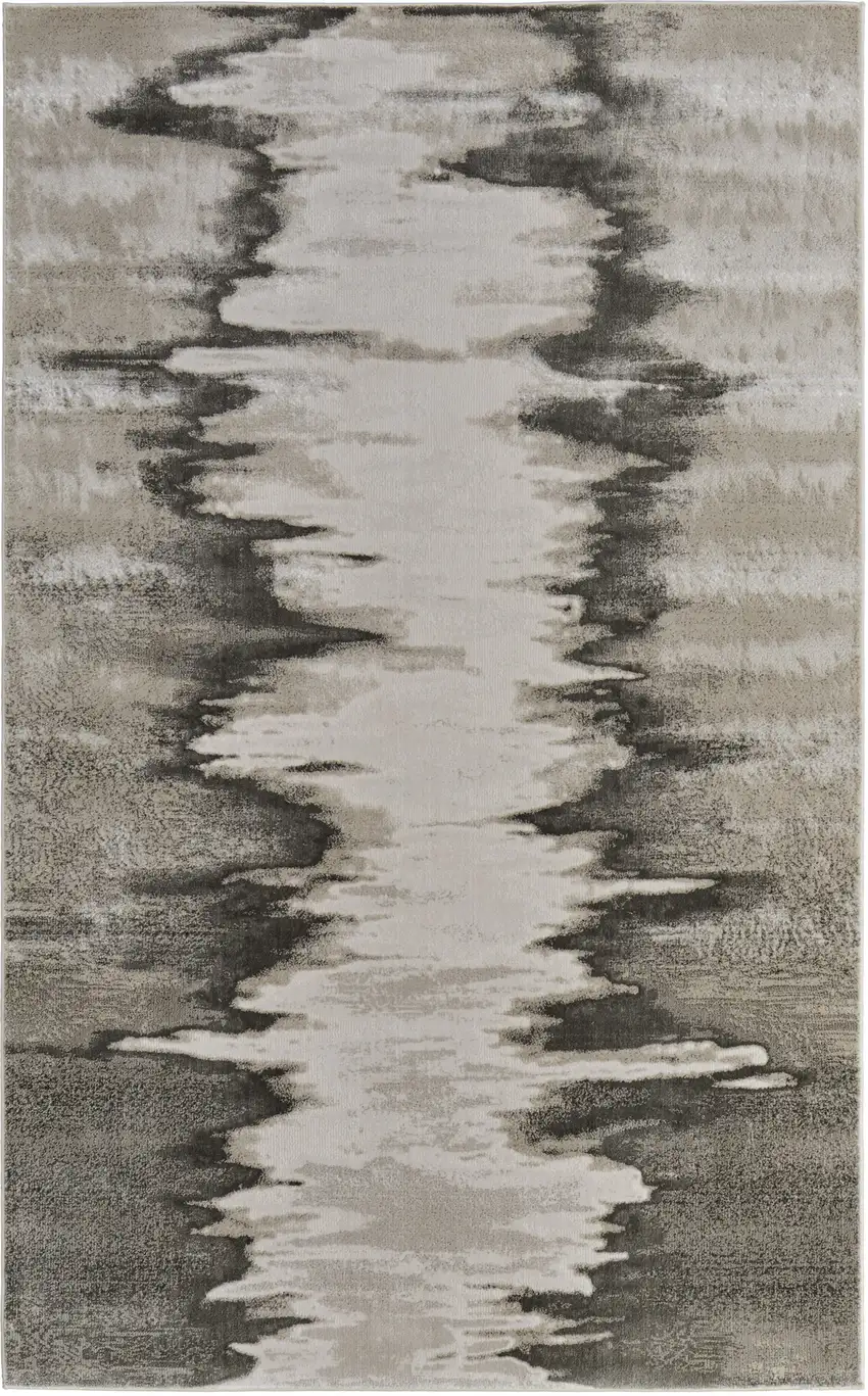 Gray Ivory and Taupe Abstract Power Loom Area Rug Photo 1