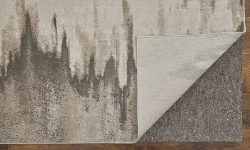 Gray Ivory and Taupe Abstract Power Loom Area Rug Photo 5