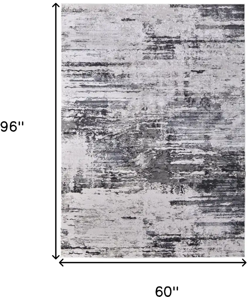 Gray Ivory and Taupe Abstract Power Loom Worn Faded Area Rug Photo 3