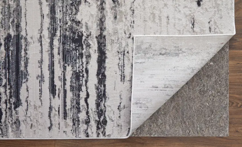 Gray Ivory and Taupe Abstract Power Loom Worn Faded Area Rug Photo 2