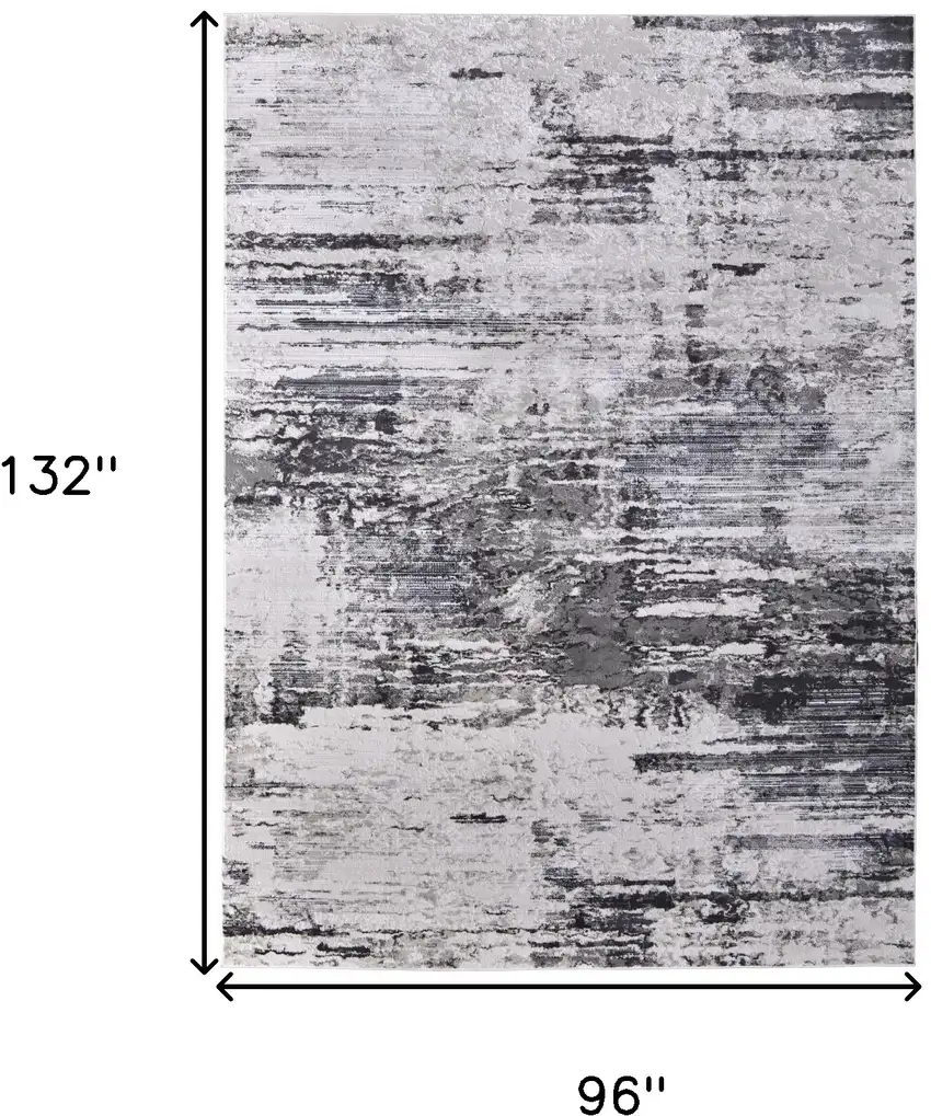 Gray Ivory and Taupe Abstract Power Loom Worn Faded Area Rug Photo 2