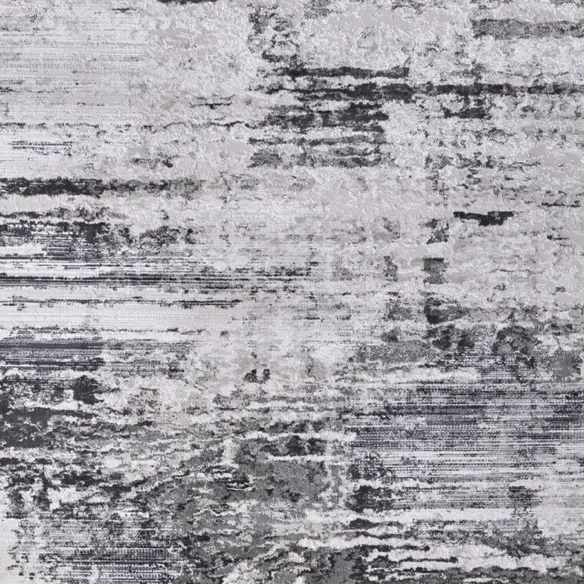 Gray Ivory and Taupe Abstract Power Loom Worn Faded Area Rug Photo 9