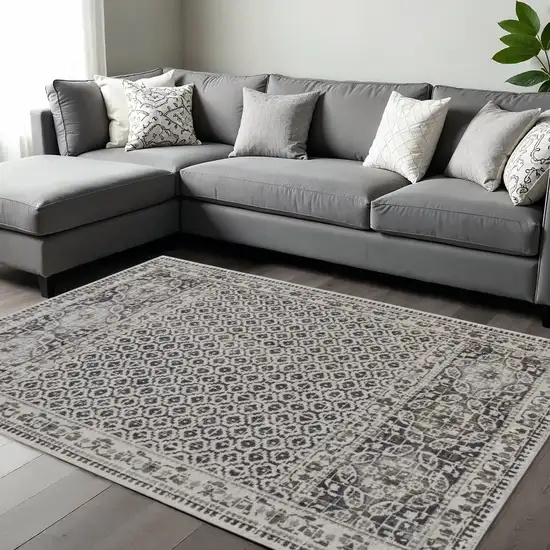 Gray And Ivory Abstract Distressed Area Rug Photo 1
