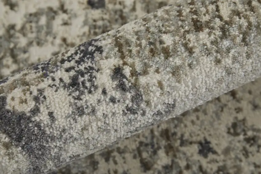 Gray Ivory and Taupe Abstract Power Loom Worn Faded Area Rug Photo 9