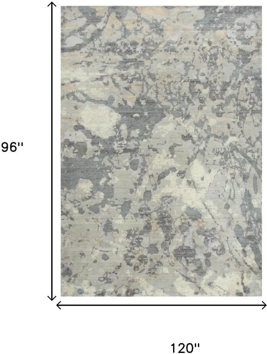 Gray Light Gray Beige And Ivory New Zealand Lambs Wool Abstract Hand Carved Handmade Area Rug Photo 6