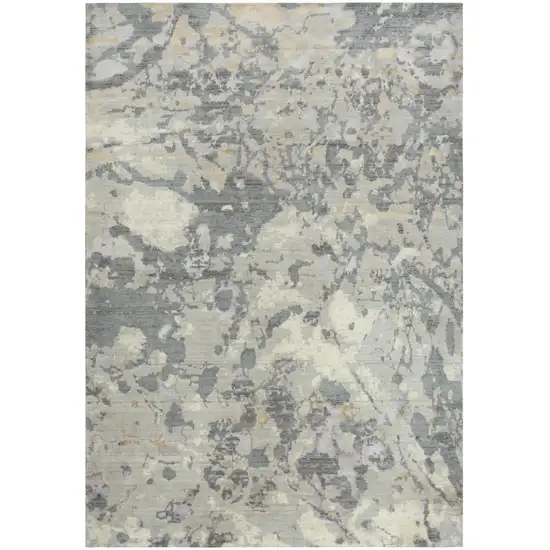 Gray Light Gray Beige And Ivory New Zealand Lambs Wool Abstract Hand Carved Handmade Area Rug Photo 1