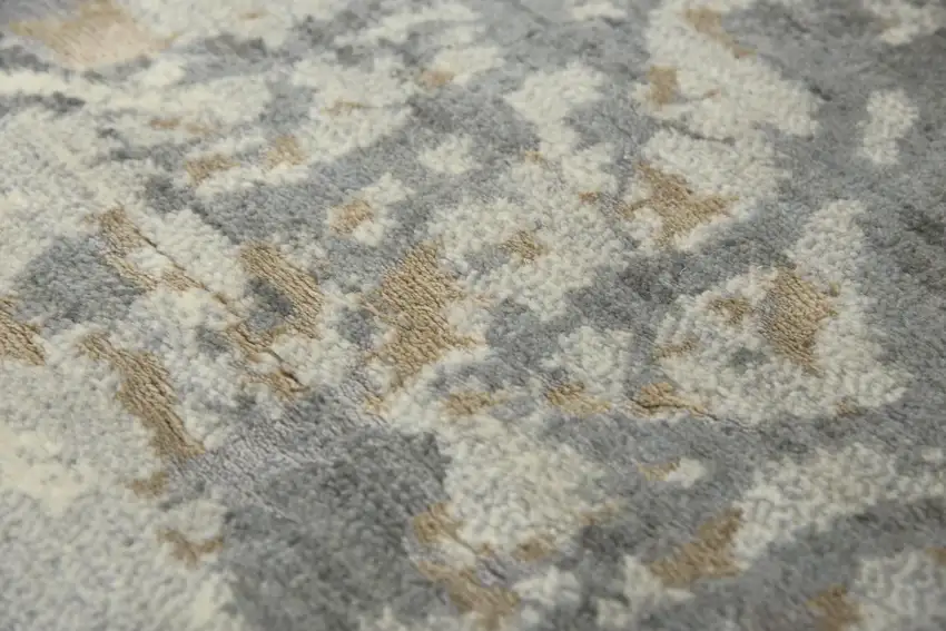 Gray Light Gray Beige And Ivory New Zealand Lambs Wool Abstract Hand Carved Handmade Area Rug Photo 3