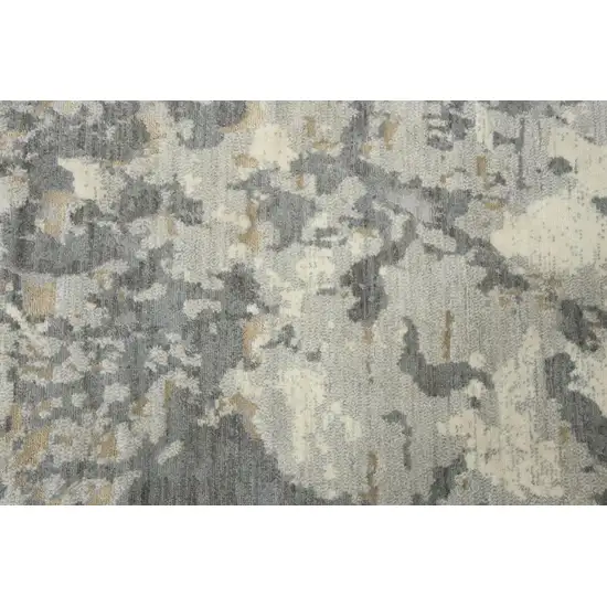 Gray Light Gray Beige And Ivory New Zealand Lambs Wool Abstract Hand Carved Handmade Area Rug Photo 4