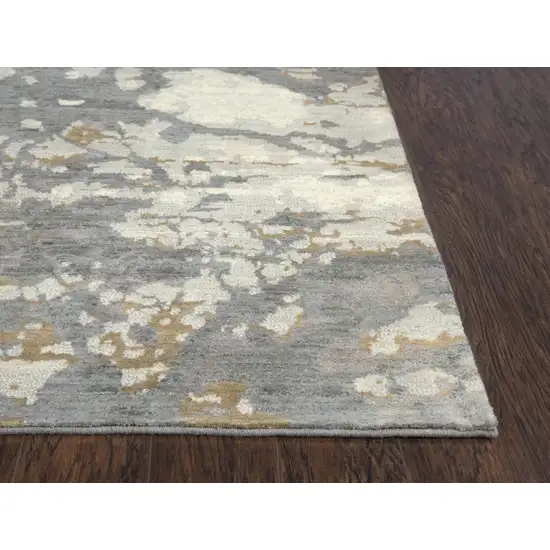 Gray Light Gray Beige And Ivory New Zealand Lambs Wool Abstract Hand Carved Handmade Area Rug Photo 2