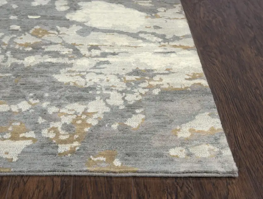 Gray Light Gray Beige And Ivory New Zealand Lambs Wool Abstract Hand Carved Handmade Area Rug Photo 2