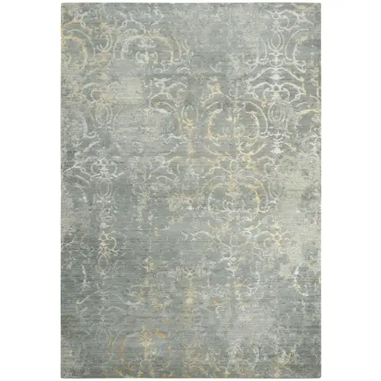 Gray Light Gray Beige And Ivory New Zealand Lambs Wool Trellis Hand Carved Handmade Area Rug Photo 1