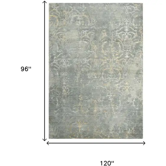 Gray Light Gray Beige And Ivory New Zealand Lambs Wool Trellis Hand Carved Handmade Area Rug Photo 6