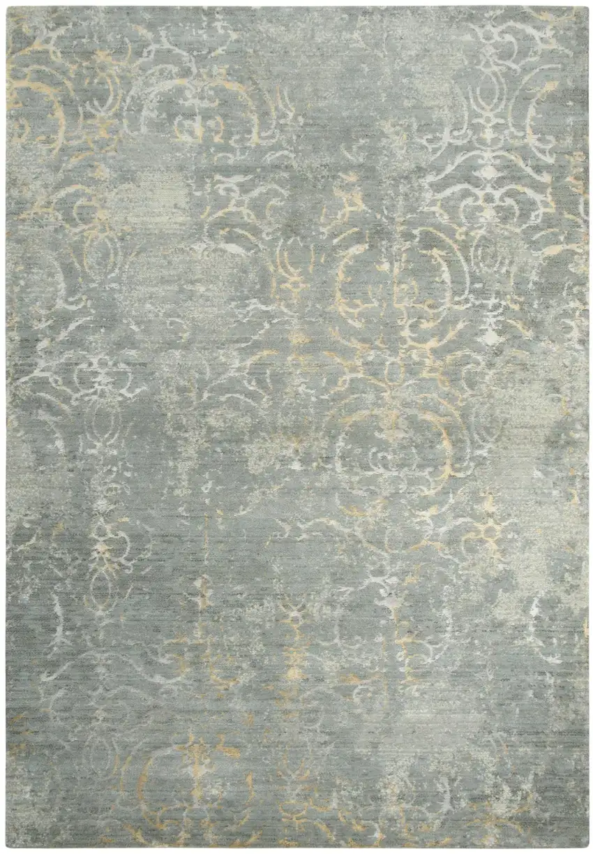 Gray Light Gray Beige And Ivory New Zealand Lambs Wool Trellis Hand Carved Handmade Area Rug Photo 1
