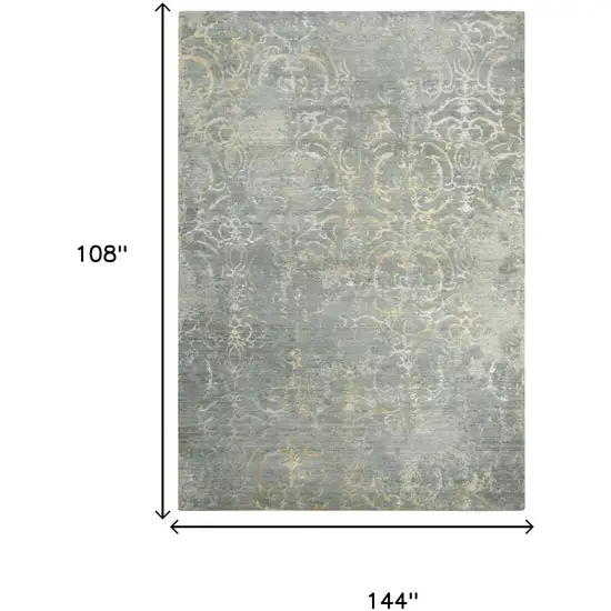 Gray Light Gray Beige And Ivory New Zealand Lambs Wool Trellis Hand Carved Handmade Area Rug Photo 6
