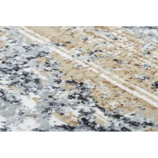 Gray Light Gray Brown Beige And Ivory Abstract Hand Carved Handmade Area Rug Photo 4