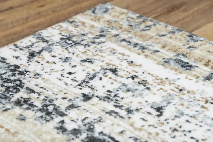 Gray Light Gray Brown Beige And Ivory Abstract Hand Carved Handmade Area Rug Photo 5