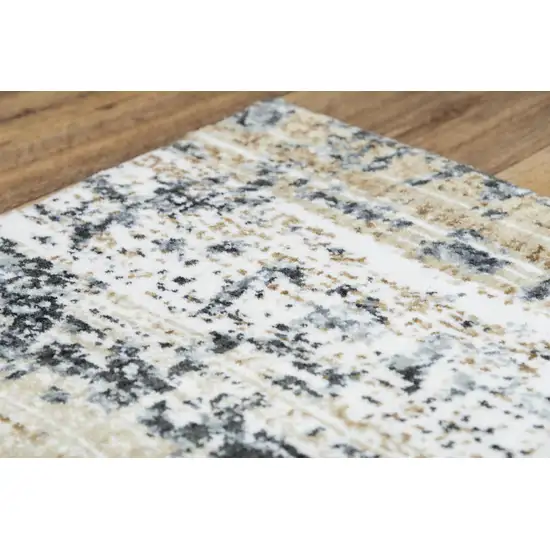 Gray Light Gray Brown Beige And Ivory Abstract Hand Carved Handmade Area Rug Photo 5