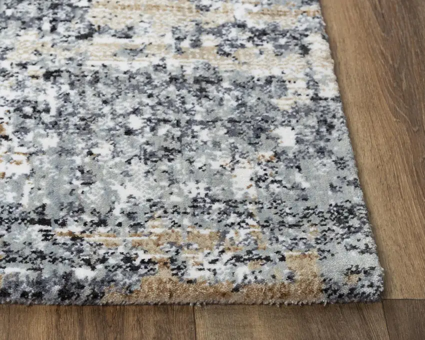Gray Light Gray Brown Beige And Ivory Abstract Hand Carved Handmade Area Rug Photo 3