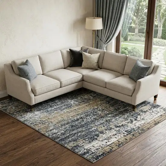 Gray Light Gray Brown Beige And Ivory Abstract Hand Carved Handmade Area Rug Photo 1