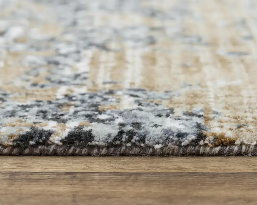 Gray Light Gray Brown Beige And Ivory Abstract Hand Carved Handmade Area Rug Photo 6