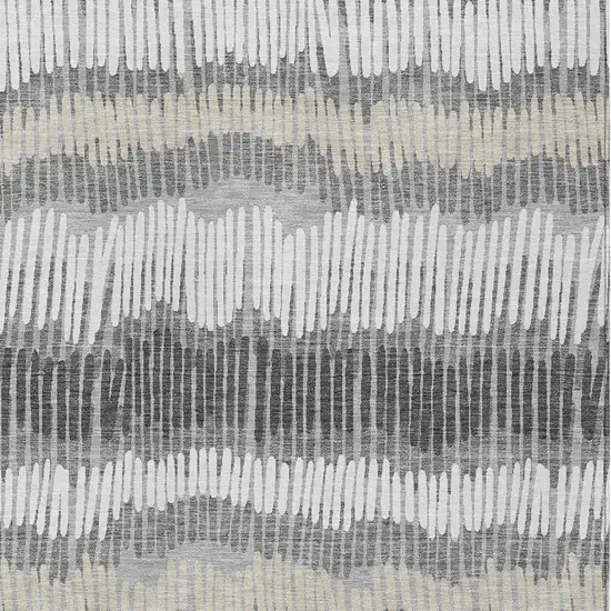 Gray Light Green And Ivory Striped Washable Indoor Outdoor Area Rug Photo 6