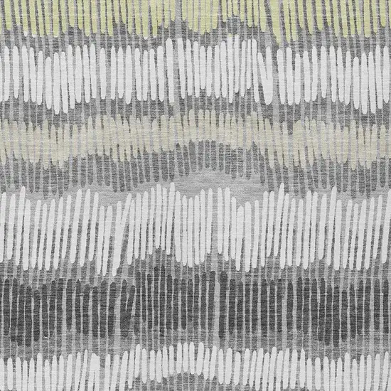 Gray Light Green And Ivory Striped Washable Indoor Outdoor Area Rug Photo 6