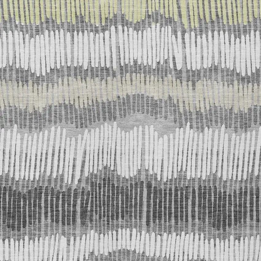 Gray Light Green And Ivory Striped Washable Indoor Outdoor Area Rug Photo 6