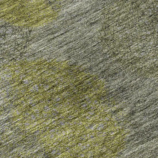 Gray Lime Green And Silver Abstract Washable Area Rug With UV Protection Photo 9