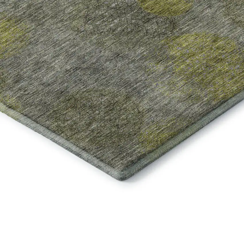 Gray Lime Green And Silver Abstract Washable Area Rug With UV Protection Photo 7