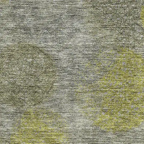 Gray Lime Green And Silver Abstract Washable Area Rug With UV Protection Photo 2