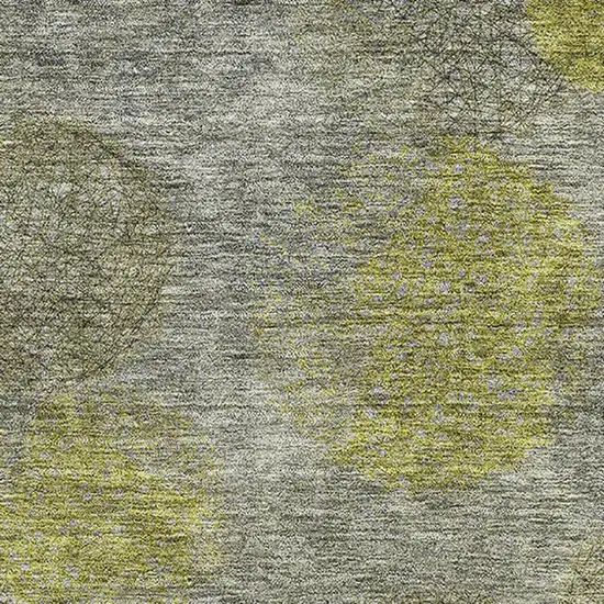 Gray Lime Green And Silver Abstract Washable Area Rug With UV Protection Photo 2