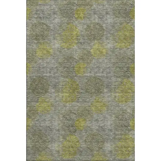 Gray Lime Green And Silver Abstract Washable Area Rug With UV Protection Photo 1