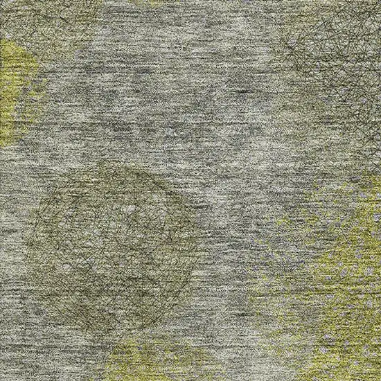 Gray Lime Green And Silver Abstract Washable Area Rug With UV Protection Photo 2