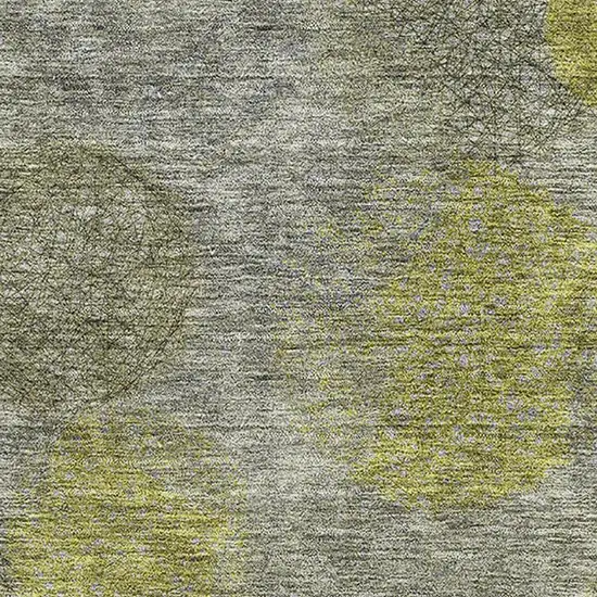 Gray Lime Green And Silver Abstract Washable Area Rug With UV Protection Photo 2