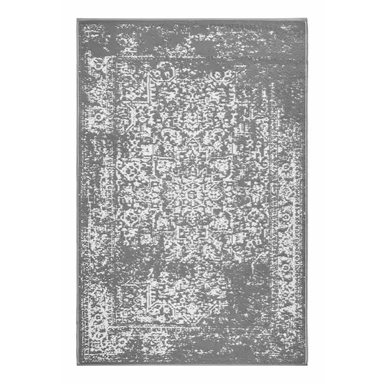 Gray Machine Braided Distressed Area Rug With UV Protection Photo 2
