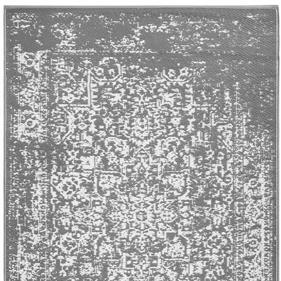 Gray Machine Braided Distressed Area Rug With UV Protection Photo 4