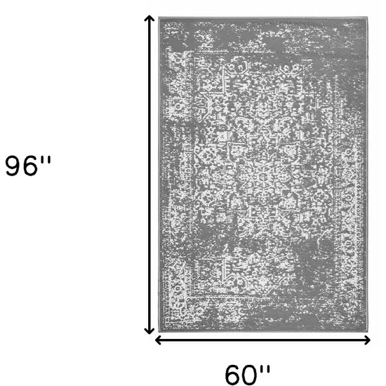 Gray Machine Braided Distressed Area Rug With UV Protection Photo 3