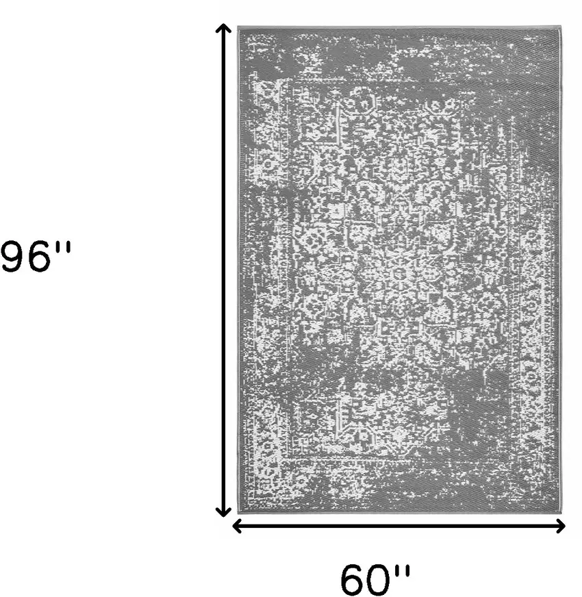 Gray Machine Braided Distressed Area Rug With UV Protection Photo 3