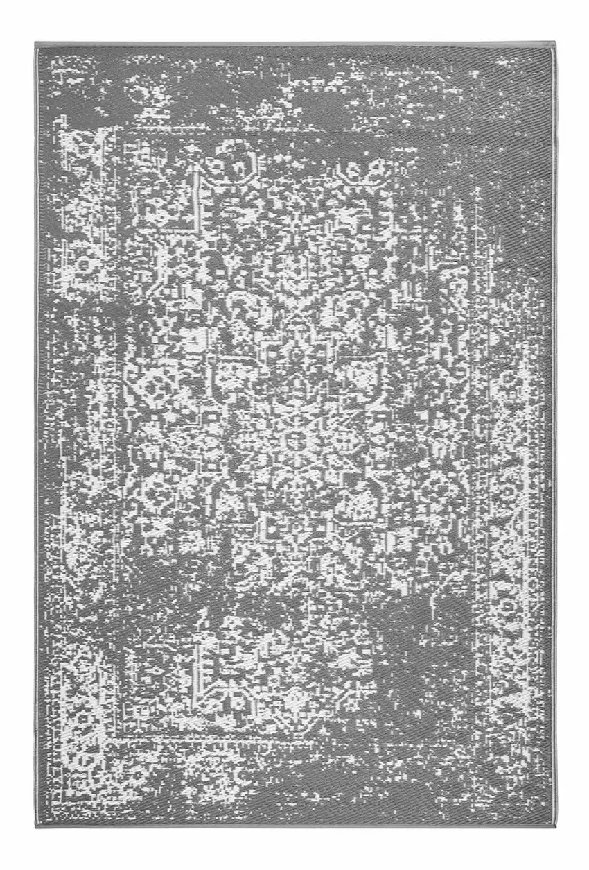 Gray Machine Braided Distressed Area Rug With UV Protection Photo 2