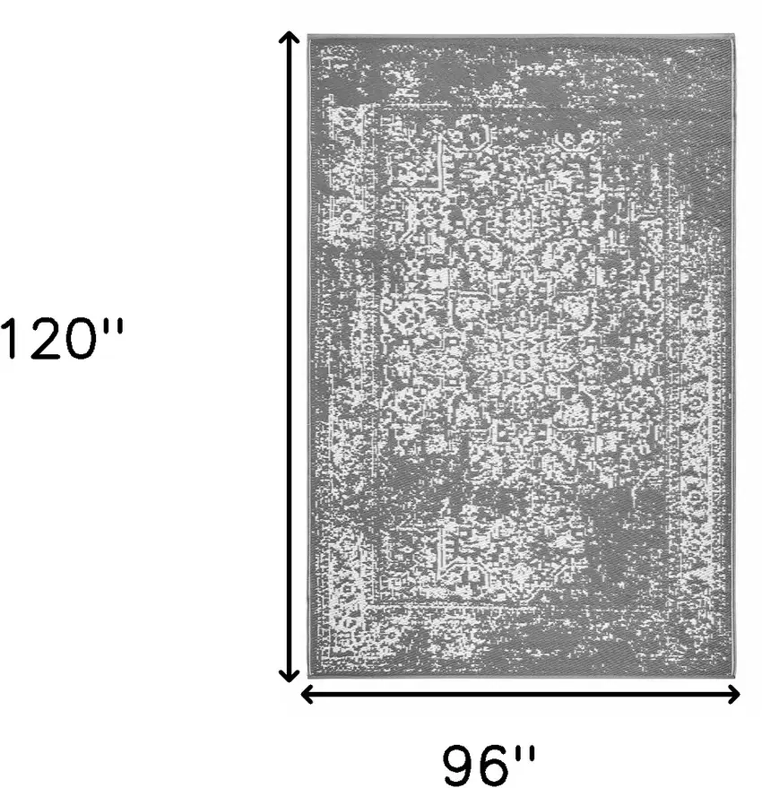 Gray Machine Braided Distressed Area Rug With UV Protection Photo 3