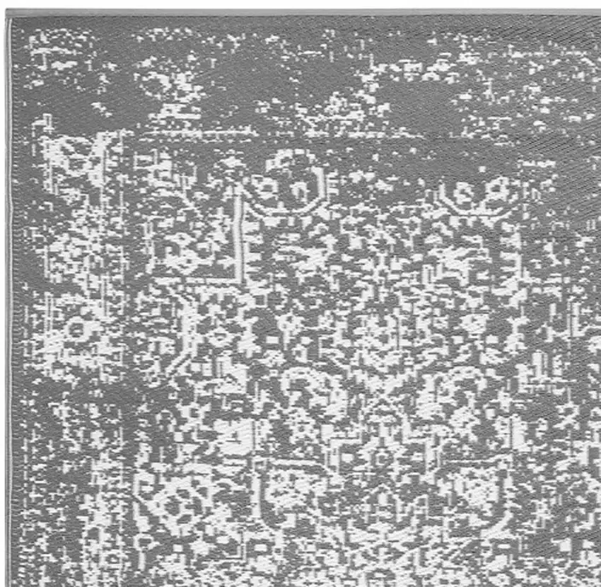 Gray Machine Braided Distressed Area Rug With UV Protection Photo 5