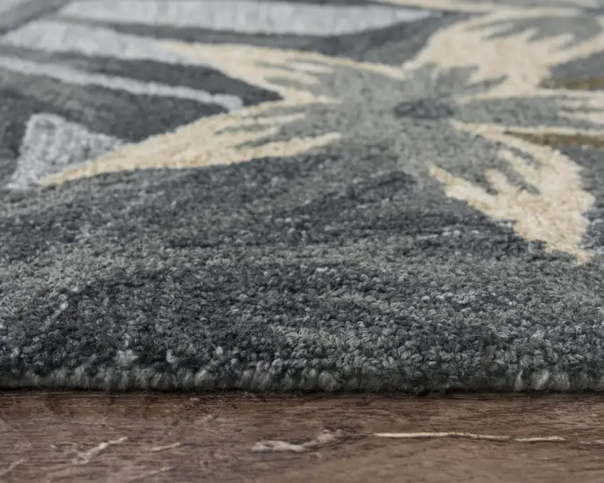 Gray Mauve And Ivory Floral Hand Tufted Area Rug Photo 4