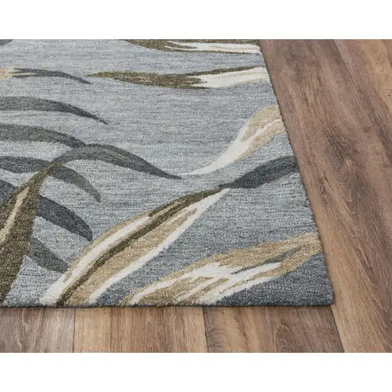 Gray Mauve And Ivory Floral Hand Tufted Area Rug Photo 1
