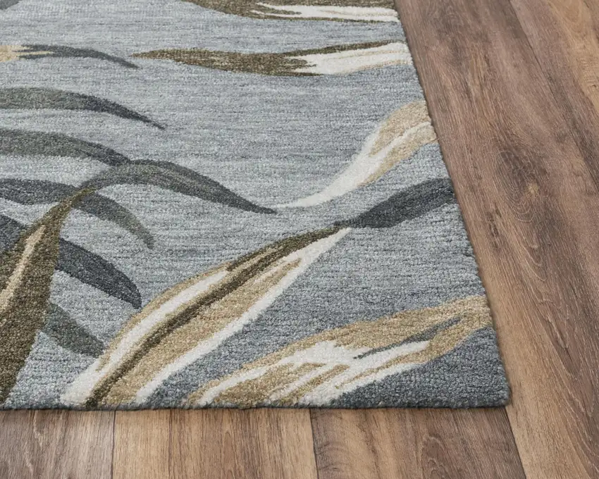 Gray Mauve And Ivory Floral Hand Tufted Area Rug Photo 1