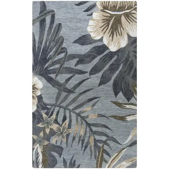 Gray Mauve And Ivory Floral Hand Tufted Area Rug Photo 3