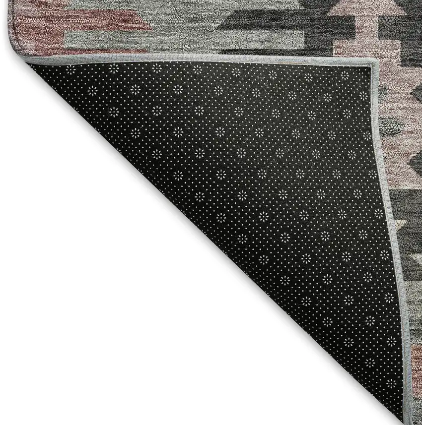 Gray Mauve And Silver Southwestern Washable Area Rug With UV Protection Photo 6