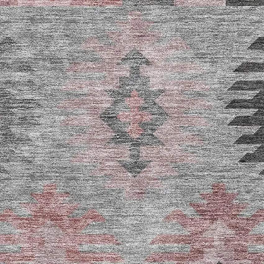 Gray Mauve And Silver Southwestern Washable Area Rug With UV Protection Photo 2